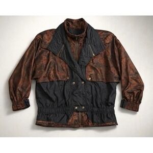 Vintage 80's Utility Chic Bomber Windbreaker Jacket Grunge Revival Mob Wife-L